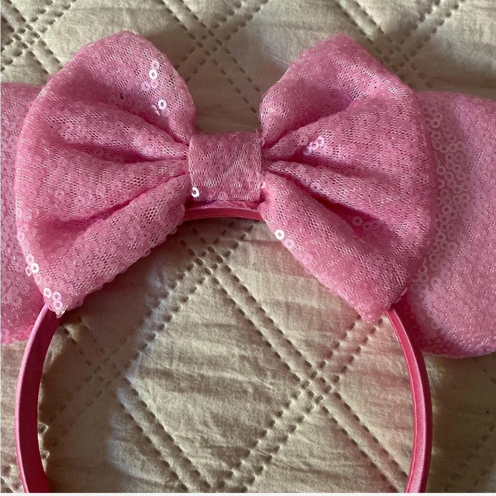 Pink Sequin Mouse Ears Headband